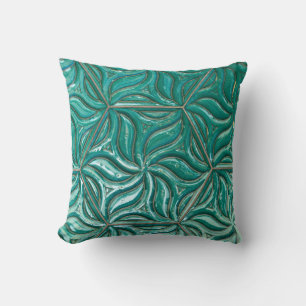 Turquoise ceramic tile wall textureabstract,archit cushion