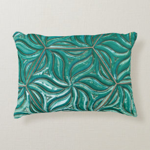 Turquoise ceramic tile wall textureabstract,archit decorative cushion