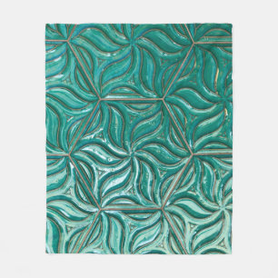 Turquoise ceramic tile wall textureabstract,archit fleece blanket