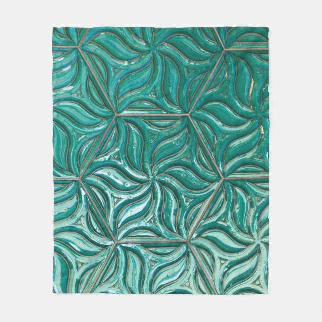 Turquoise ceramic tile wall textureabstract,archit fleece blanket (Front)