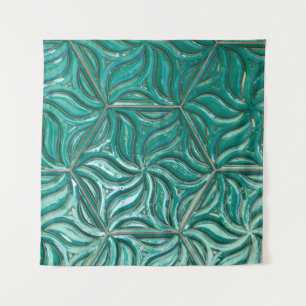 Turquoise ceramic tile wall textureabstract,archit tapestry