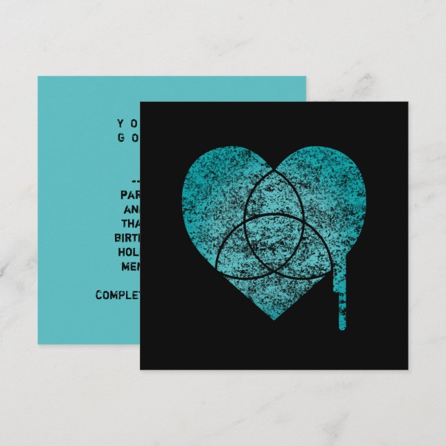 turquoise chart heart invitation (Front/Back)