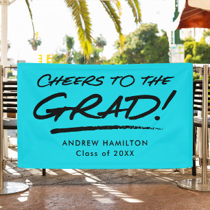 Turquoise Cheers to the Grad Graduation Banner