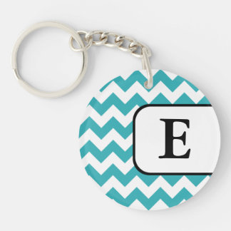Turquoise Chevron Acrylic Monogram Keychain