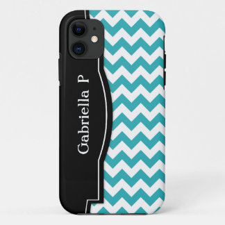 Turquoise Chevron Black Frame iPhone 5 case
