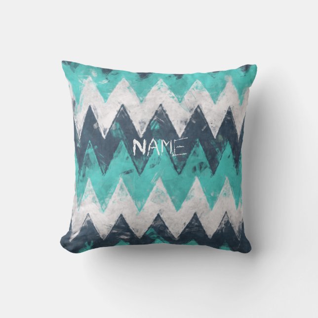 Turquoise Chevron Cushion (Front)