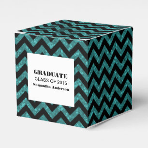 Turquoise Chevron Glitter Graduation Favour Boxes