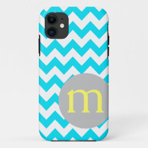 Turquoise Chevron Monogram Initial Case-Mate iPhone Case