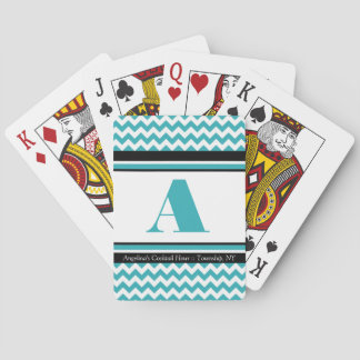 Turquoise Chevron Personalised Playing Cards