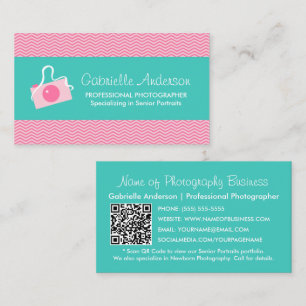 Turquoise Chevron Senior Photographer Business Card