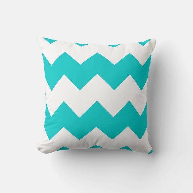 Turquoise Chevron Throw Pillow (Front)
