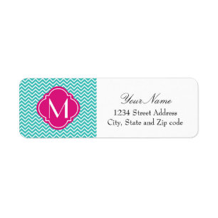 Turquoise Chevron Zigzag Stripes with Monogram