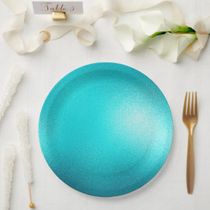 Turquoise Chic Aqua Blue Wedding Paper Plate