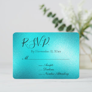 Turquoise Chic Aqua Blue Wedding RSVP Enclosure Card