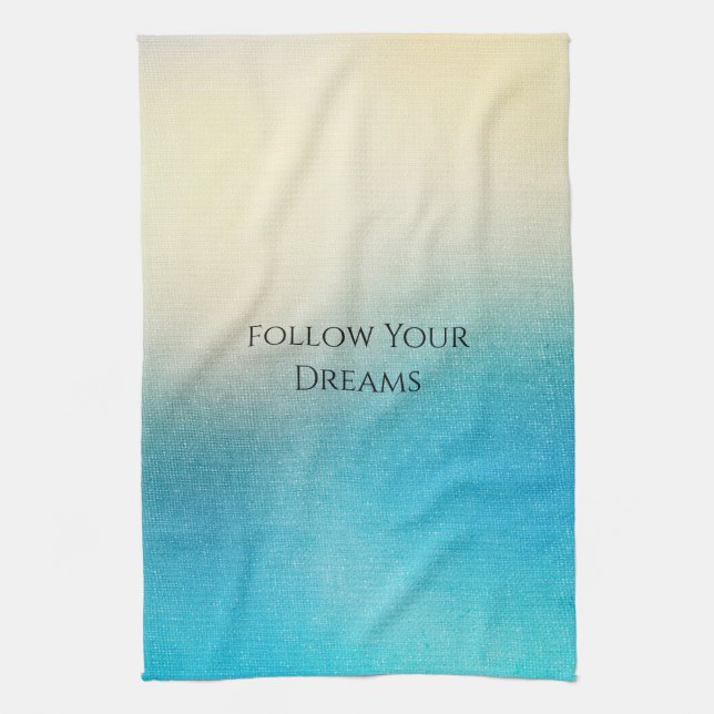 Turquoise Chic White Aqua Blue  Tea Towel (Vertical)