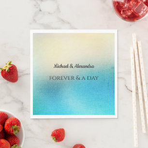 Turquoise Chic White Aqua Blue Wedding Napkin