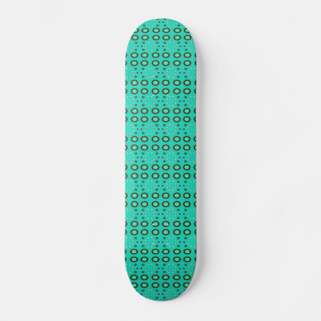 turquoise circle pattern skateboard (Front)