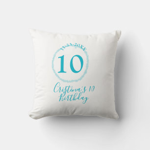 Turquoise circle. Round glitter 10th birthday bold Cushion
