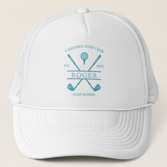 Turquoise Classic Golf Club Name Trucker Hat (Front)