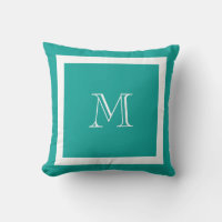 Turquoise Classic Monogram Throw Pillow