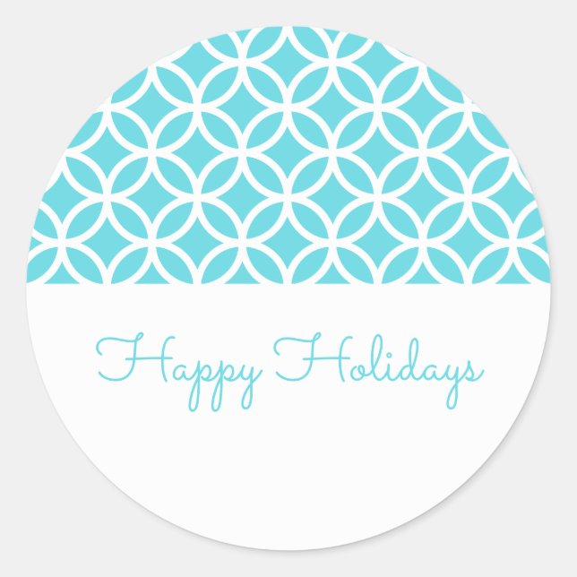 Turquoise Classy Diamond Holiday Stickers (Front)