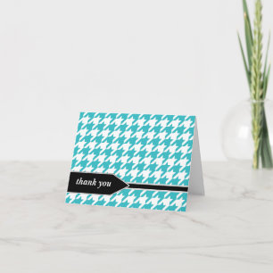 Turquoise Classy Houndstooth Thank You Cards