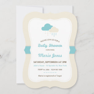 Turquoise Cloud Baby Shower Invitation