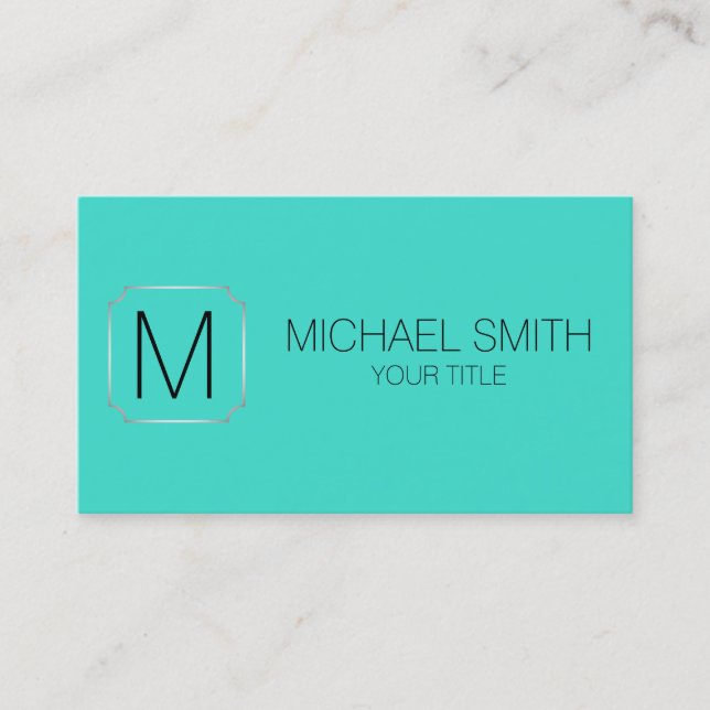 Turquoise colour background business card (Front)