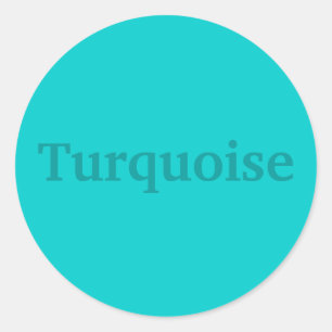 Turquoise Colour Word on Light Teal Stickers