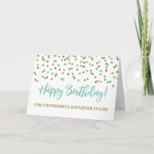 Turquoise Confetti Daughter in Law Birthday Card
