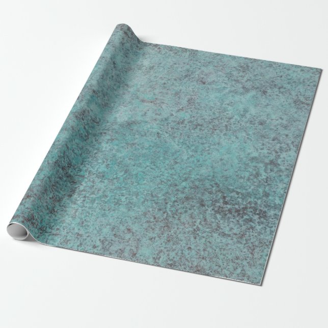 Turquoise Copper Patina texture gift Wrapping Paper (Unrolled)