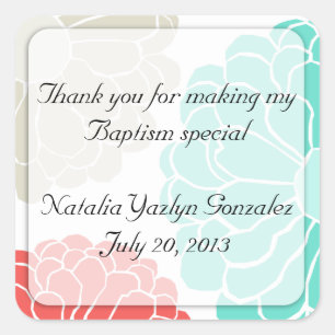 Turquoise & Coral Zinnia Flower Sticker