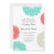 Turquoise & Coral Zinnia Flower Wedding Invitation