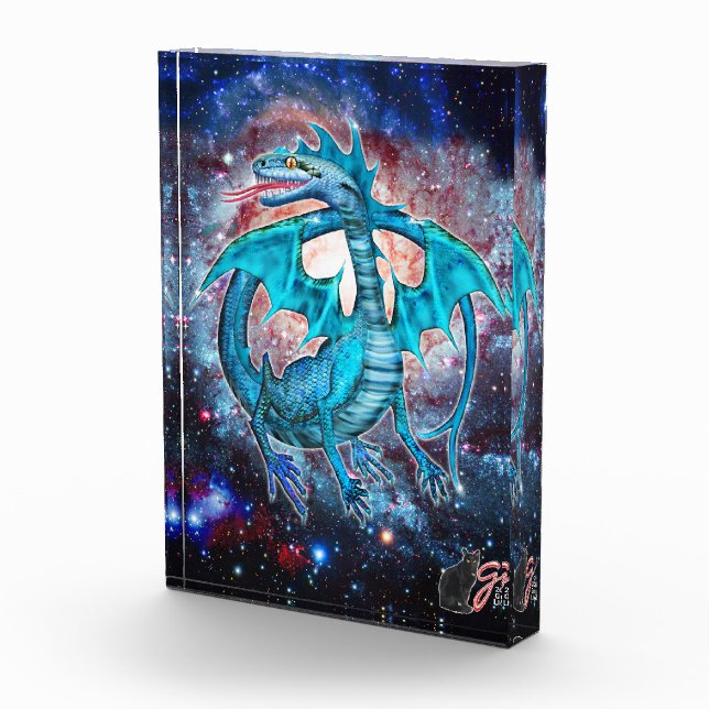Turquoise Cosmic Dragon Acrylic Block (Right)