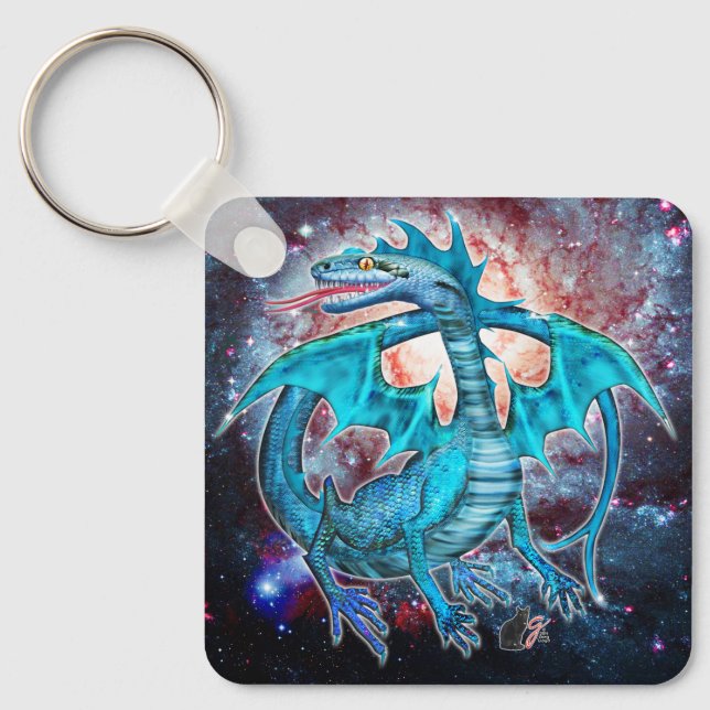 Turquoise Cosmic Dragon  Key Ring (Front)