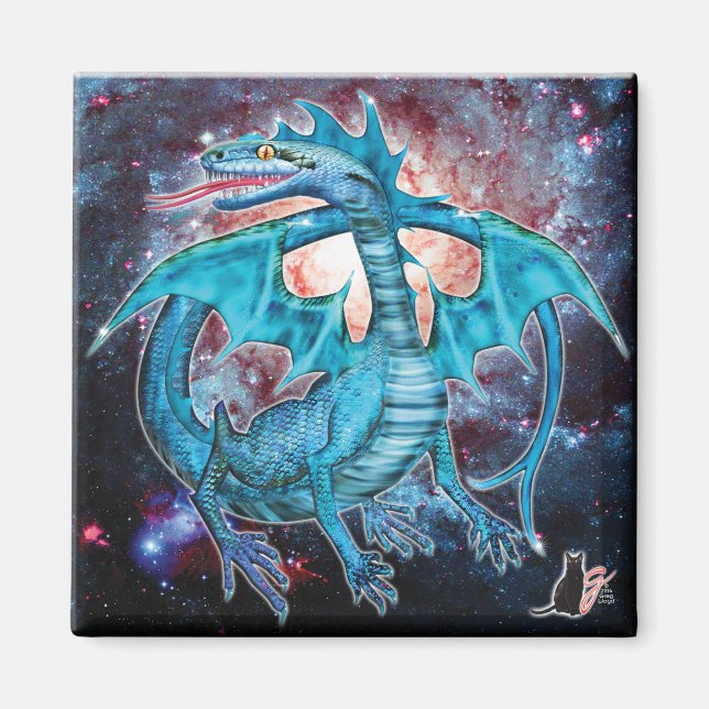 Turquoise Cosmic Dragon Magnet (Front)