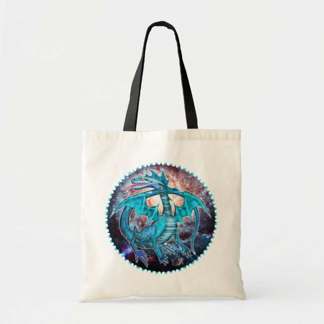 Turquoise Cosmic Dragon Tote Bag (Front)
