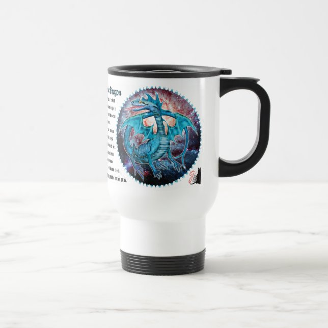 Turquoise Cosmic Dragon Travel Mug (Right)