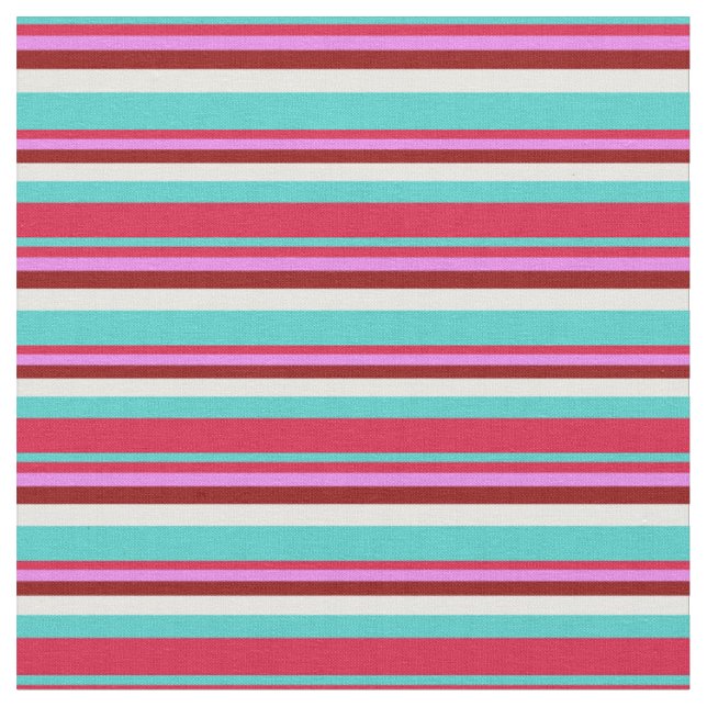 Turquoise, Crimson, Violet, Dark Red, and White Fabric (Close Up)