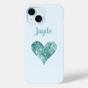 Turquoise Crystal Heart Mobile Phone Case