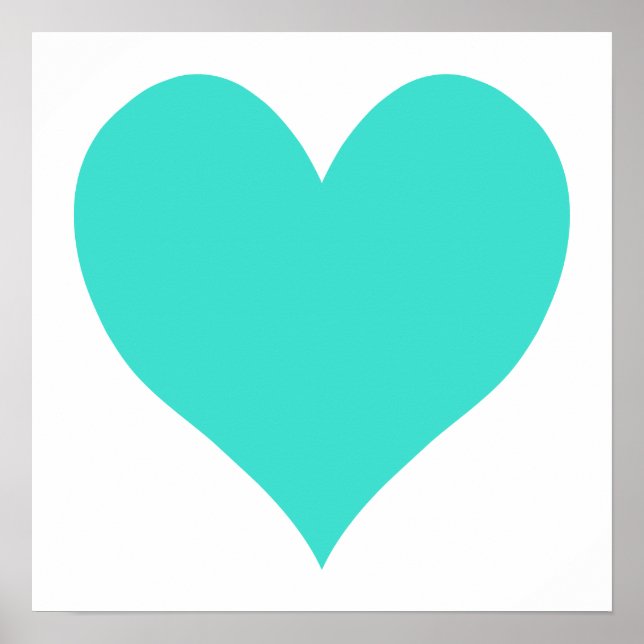 Turquoise Cute Heart Poster (Front)