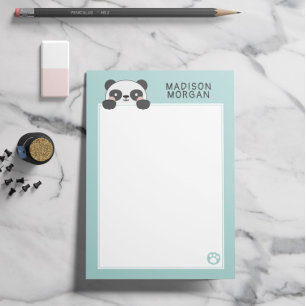 Turquoise Cute Panda Bear & Paws Add Your Name Post-it Notes