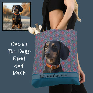 Turquoise Cute Photo Gift Dog Lover Mom Grandma Tote Bag