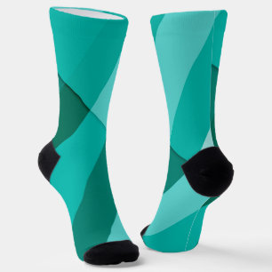 Turquoise cyan modern geometric lines socks