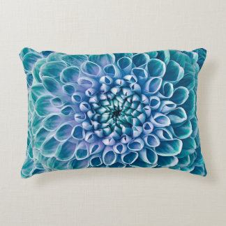 Turquoise Dahlia Flower Macro Background Decorative Cushion