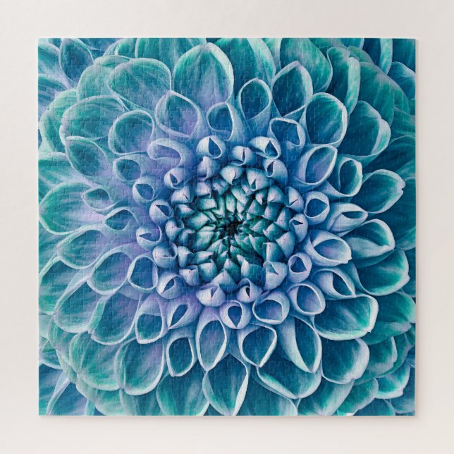 Turquoise Dahlia Flower Macro Background Jigsaw Puzzle (Vertical)