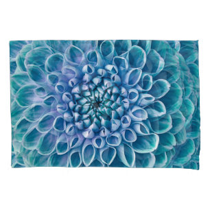 Turquoise Dahlia Flower Macro Background Pillowcase