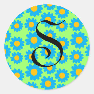 Turquoise Daisies Classic Round Sticker