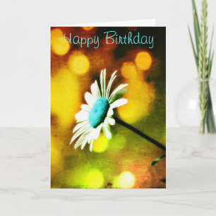 Turquoise Daisy in Gold Birthday Card