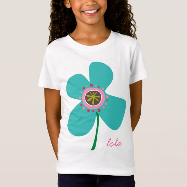 Turquoise Daisy Pop Whimsical & Cute Summer Flower T-Shirt (Front)